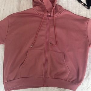 SHEIN zip up drawstring thermal lined hoodie